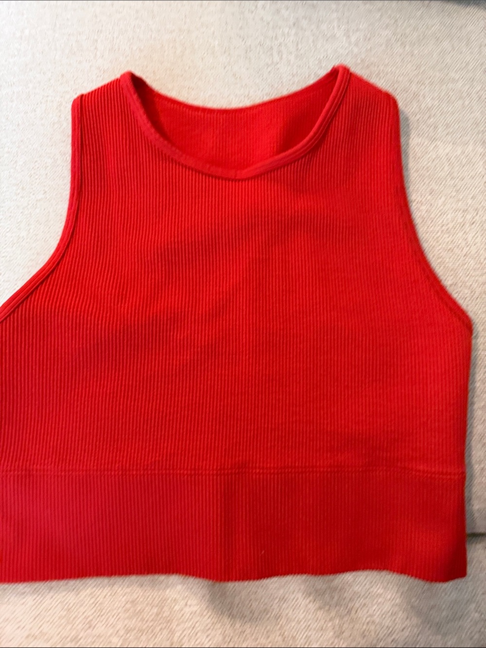Gilly Hicks Bright Red Ribbed Cropped Tank
